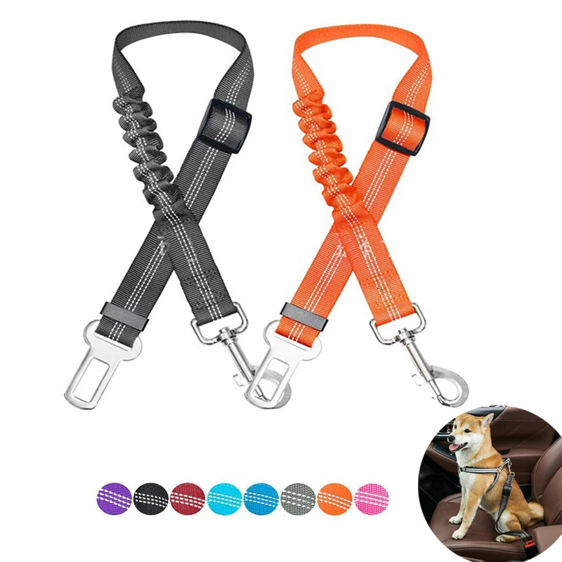 Adjustable Reflective Dog Car Seat Belt Harness With Lights Safety Travel Belt