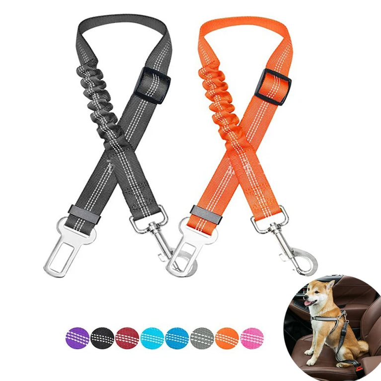 Adjustable Reflective Dog Car Seat Belt Harness With Lights Safety Travel Belt