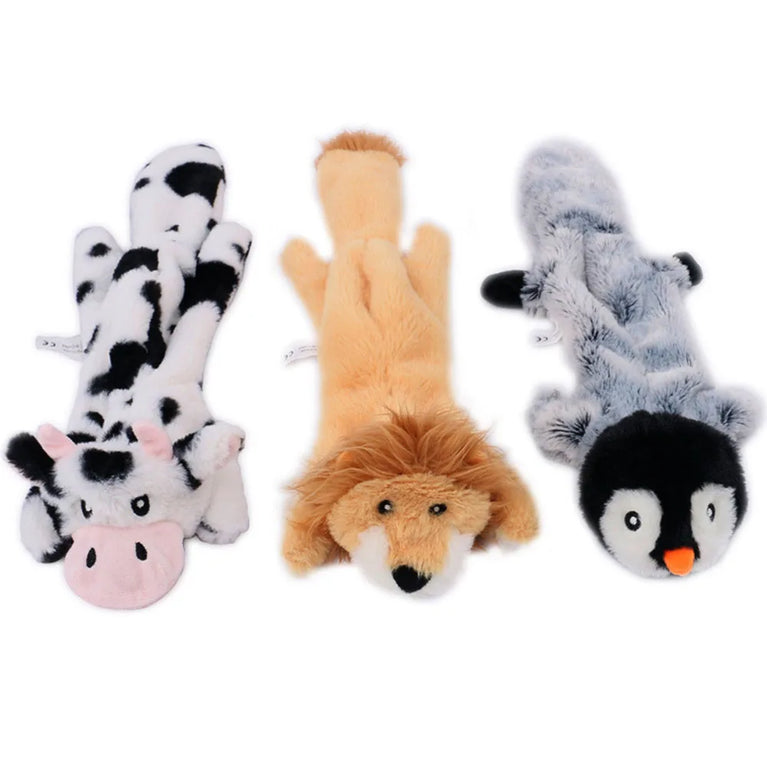 Stuffingless Squeaky Dog Toy Plush Crinkle Chew Training Toy