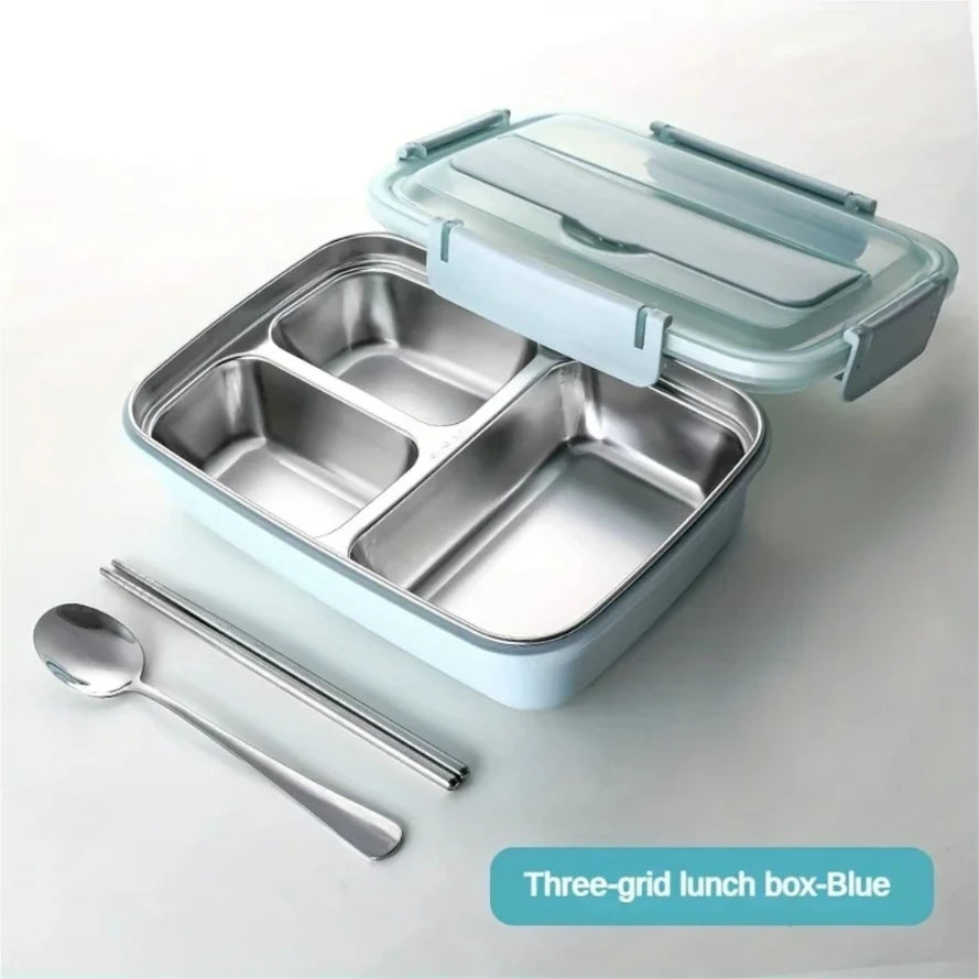 Leak Proof Stainless Steel Lunch Box 3/4 Compartment Bento Container
