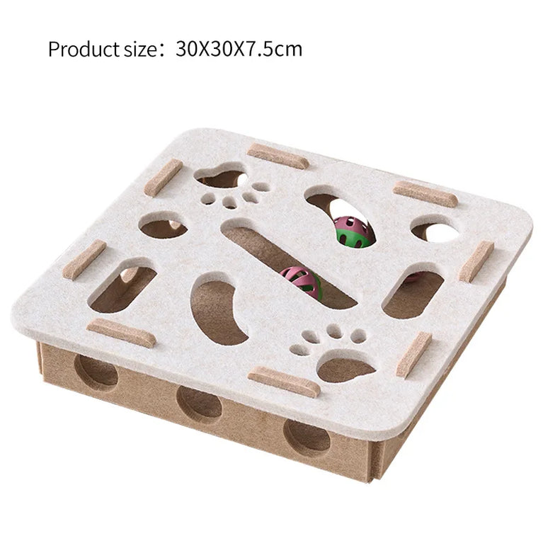 Interactive Cat Puzzle Felt Toy Box Maze Tunnel Bell Ball Indoor Cat Entertainment Toy Set