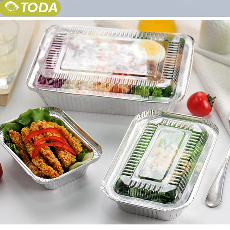 20Pcs Aluminum Foil Trays With Lids 450ml Disposable Food Grade Baking Pans For Air Fryer Oven