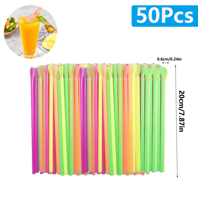 50-2000PCS Beverage Spoon Straws for Milkshake Smoothie Party Drinks