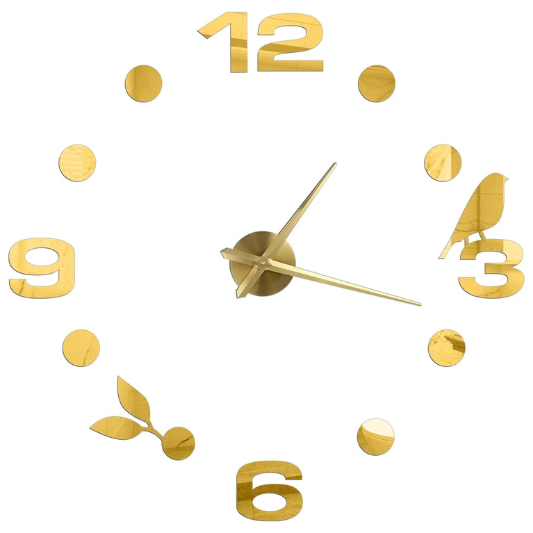 3D DIY Large Wall Clock | Modern Acrylic Mirror Surface Home Décor