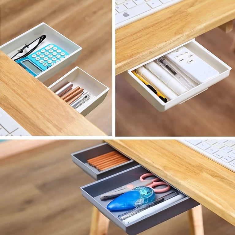 Hidden Storage Box Desk Storage Drawer Self-Adhesive Organizer