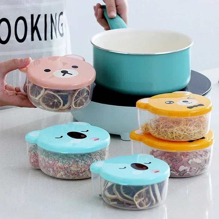 4Pcs Kids Bento Box Cartoon Lunch Storage Set Microwave Safe