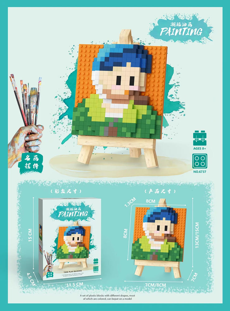Famous Painting Diamond Building Blocks | 3D Micro-Brick Art with Display Easel