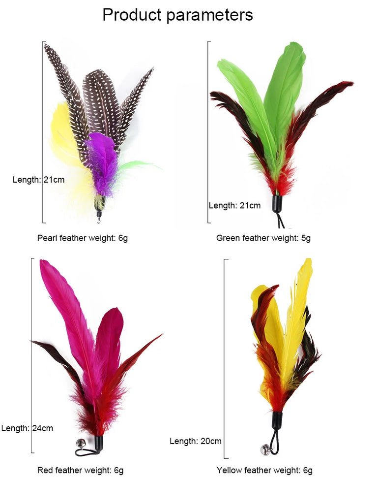 11pcs Replacement Cat Feather Toy Set Retractable Stick Kit Toy