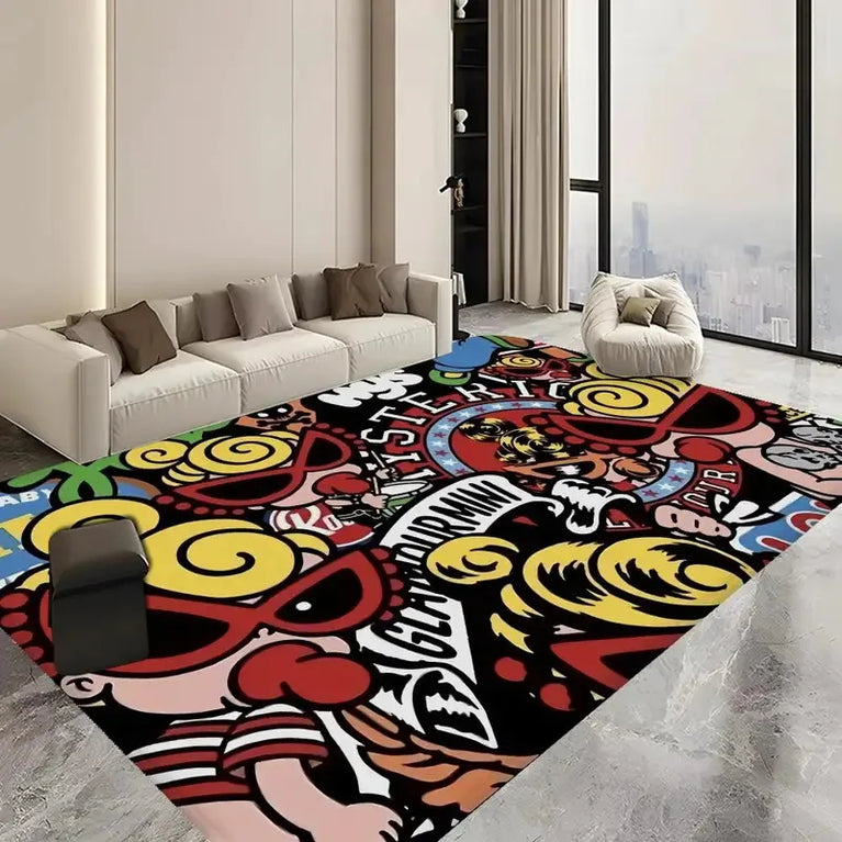 Non-Slip Washable Cartoon Area Rugs for Kids Room and Living