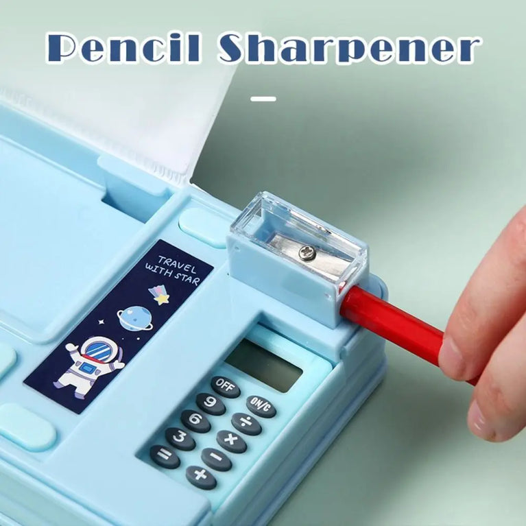 Multifunctional Pencil Case | Integrated Calculator & Sharpener Stationery Box