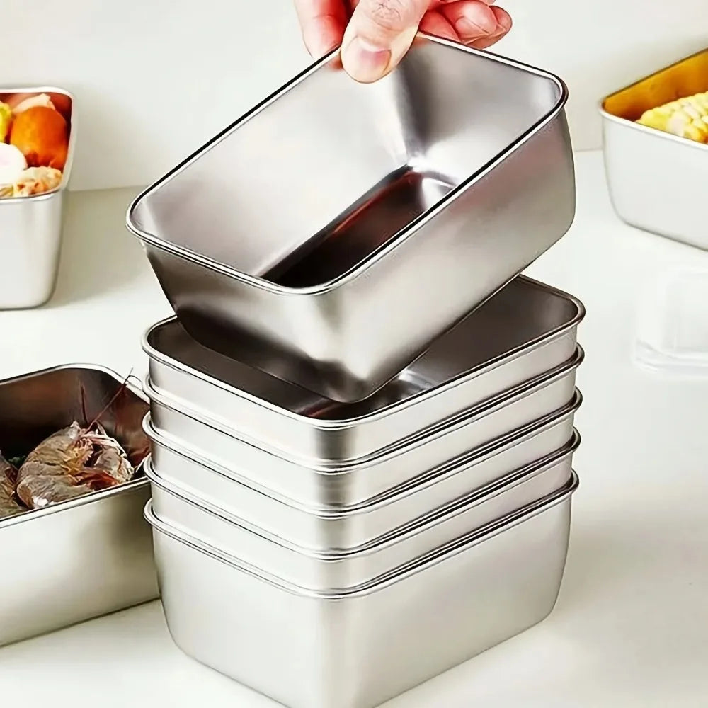 6-Piece Stainless Steel Food Containers with Lids Stackable Set