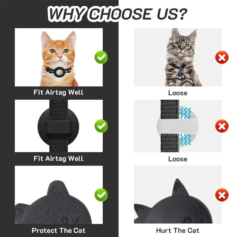 Airtag Cat Collar Breakaway Reflective Adjustable 7-12In GPS Collar