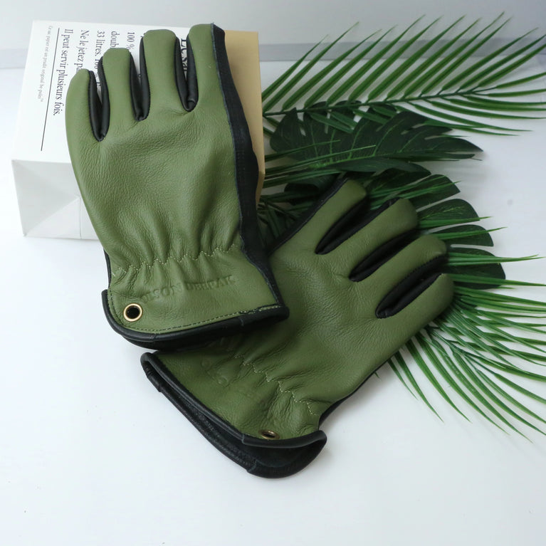 Heavy Duty Cowhide Leather Gardening Gloves Thorn Resistant Work