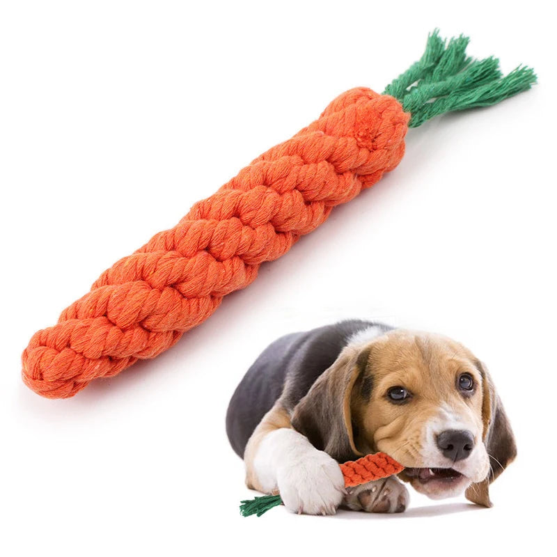 Carrot Rope Dog Chew Toy Bite Resistant Teeth Cleaning Fun