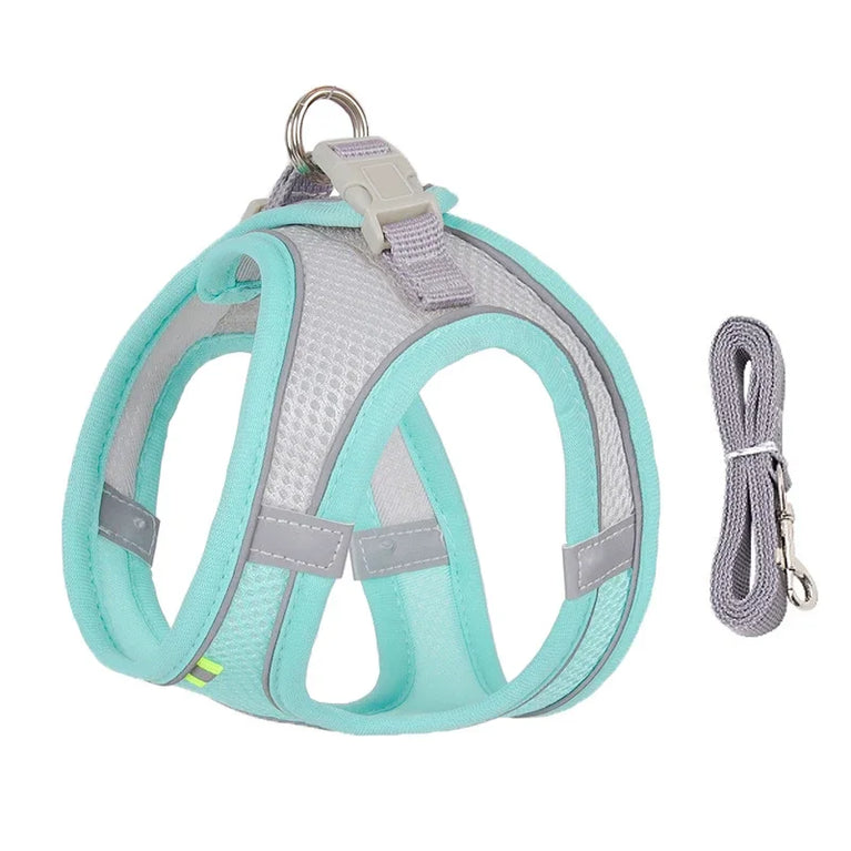Puppy Dog Harness Set Reflective Adjustable Small Pet Vest With Leash