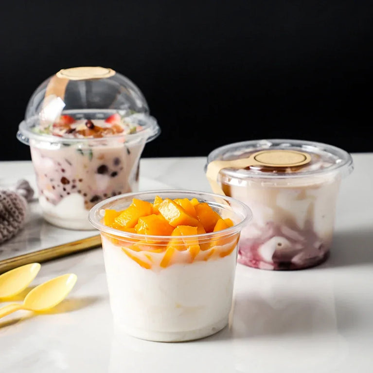 250ML TRANSPARENT DISPOSABLE SALAD CUP DESSERT CUP WITH DOME LID 50/100PCS PARTY BOWL CONTAINER