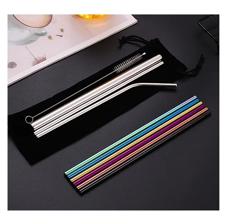 Glass Straws Eco Friendly Reusable Drinking Straw Set with Brushes Bar Accessories