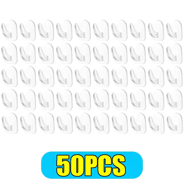 50/10PCS Mini Clear Wall Hooks Self Adhesive Transparent Sticky Hanger Wall Decor Hook Home Kitchen Bathroom Storage Organizers