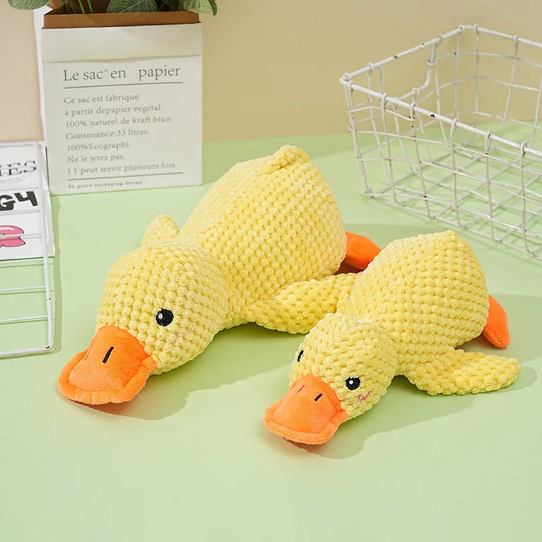 Plush Sleeping Duck Dog Toy Squeaky Chew Toy for Training Fun