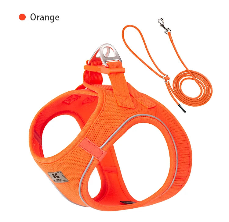 Adjustable Reflective Dog Harness Leash Set Step-In Soft Air Mesh Vest