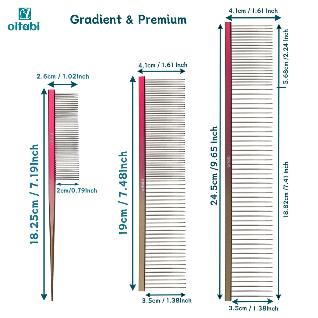 Professional Pet Grooming Comb Gradient Aluminum Stainless Steel Dog Cat Comb Tool
