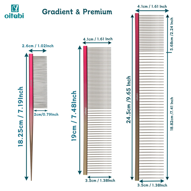 Professional Pet Grooming Comb Gradient Aluminum Stainless Steel Dog Cat Comb Tool