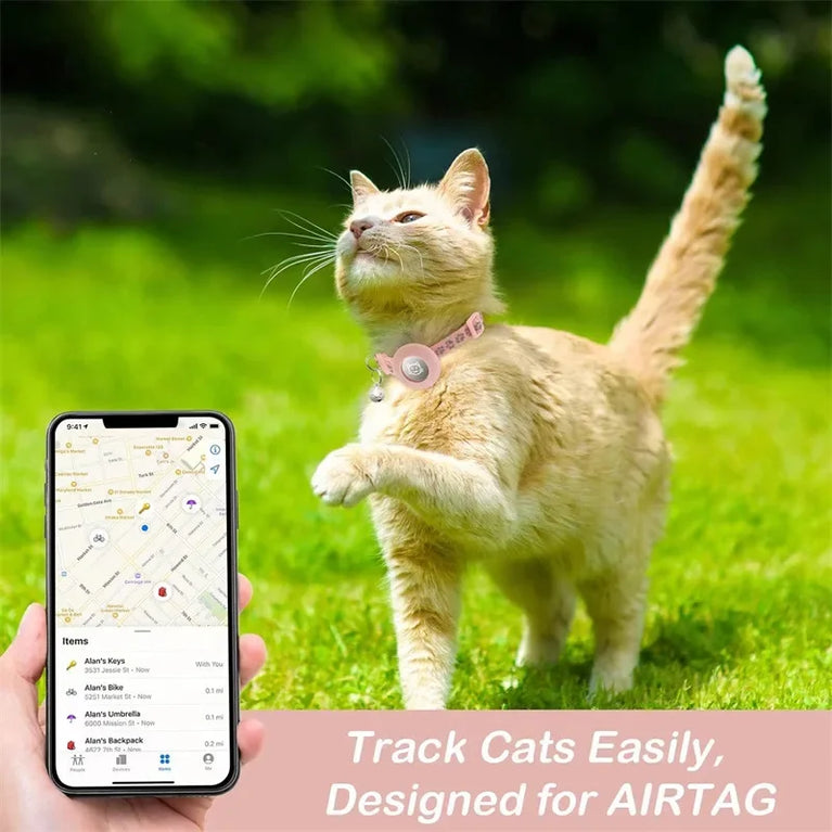 Airtag Cat Collar Breakaway Reflective Adjustable 7-12In GPS Collar