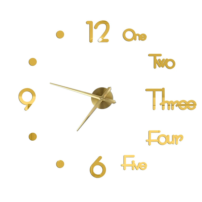 3D DIY Large Wall Clock | Modern Acrylic Mirror Surface Home Décor