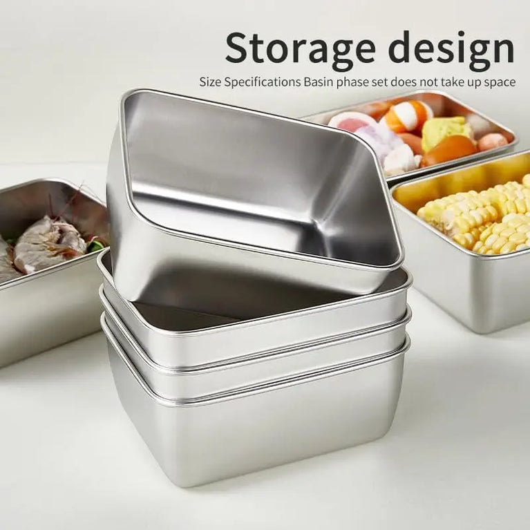 STAINLESS STEEL FOOD STORAGE CONTAINER WITH LID FOR FRESH FOOD STORAGE