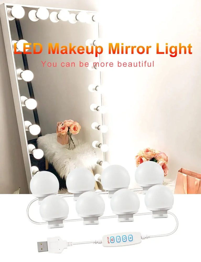 LED Hollywood Vanity Mirror Lights | Professional Detachable USB Makeup Lamps