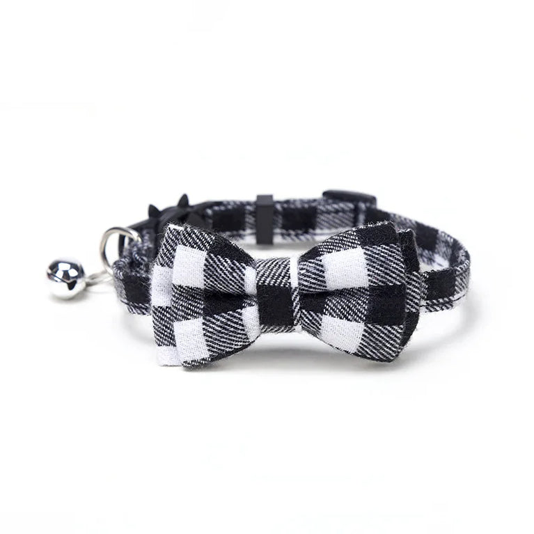 Pet Breakaway Cat Collar Bow Tie Bell Cute Plaid Adjustable