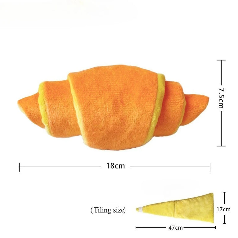 Plush Croissant Dog Toy Interactive Snuffle Puzzle Chew Toy Fun
