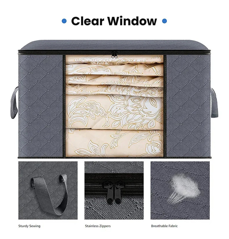 Large Capacity Foldable Storage Bag | 3D Wardrobe Organizer for Blankets & Clothing