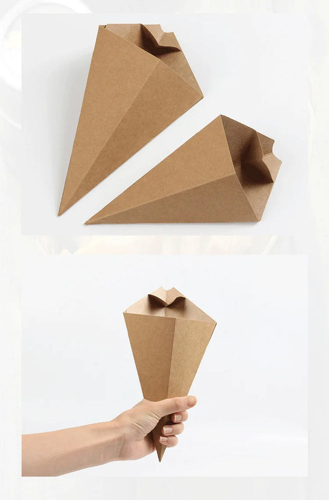Disposable Paper French Fries Holder Cone Cups With Dip Pocket For Snacks Popcorn Onion Rings Party Serving Set