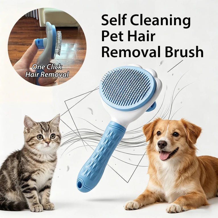 Self Cleaning Pet Hair Remover Brush for Dogs Cats Grooming