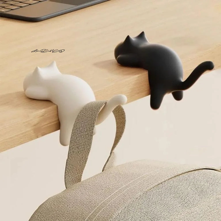 Cute Cat Bag Hook Portable Table Hanger Desk Organiser Holder Stand