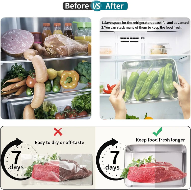 STAINLESS STEEL FOOD STORAGE CONTAINER WITH LID FOR FRESH FOOD STORAGE