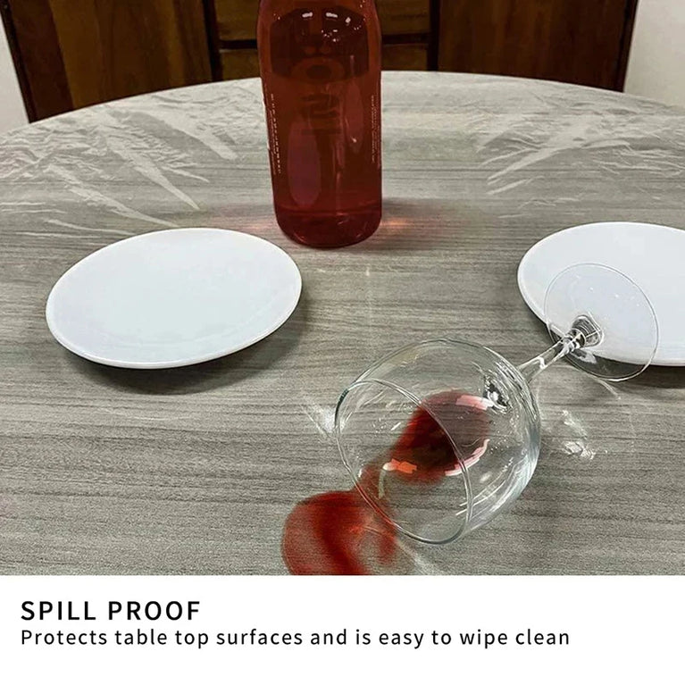 Disposable Fitted Round Tablecloths | Transparent Waterproof Protection