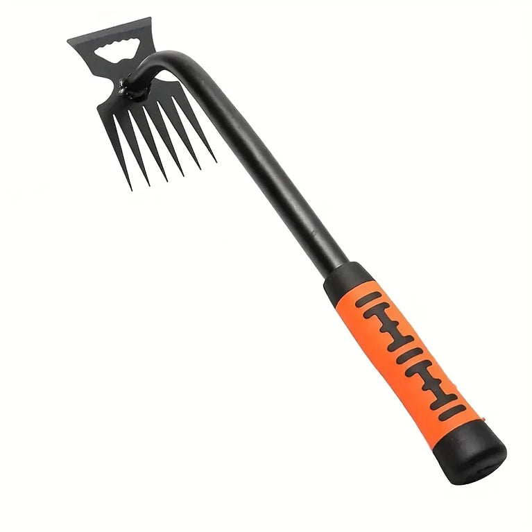 2 in 1 Garden Weeding Rake Carbon Steel Weed Puller Tool Garden Soil Remover