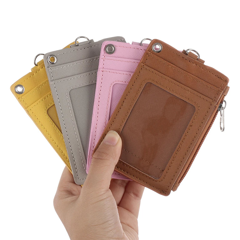 Fashion PU Leather Card Holder | Compact Coin Purse & ID Wallet with Keychain