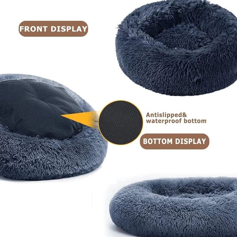 Round Plush Environment Friendly Dog Bed 40-90cm Soft Warm Pet Sleeping Nest