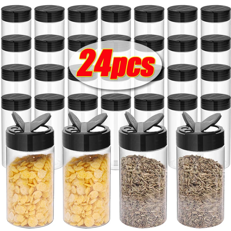 Transparent Seasoning Jars Reusable Spice Storage Bottles Kitchen Container Set