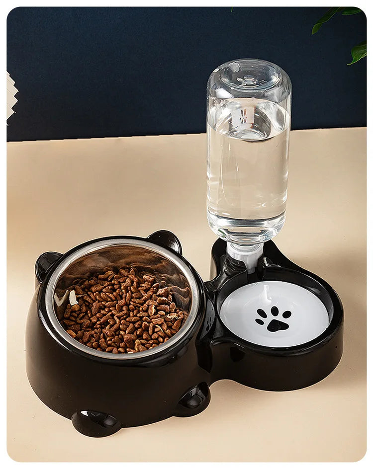Double Raised Anti-Slip Cat Dog Bowl with Water Feeder System