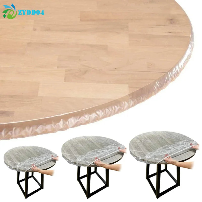 Disposable Fitted Round Tablecloths | Transparent Waterproof Protection