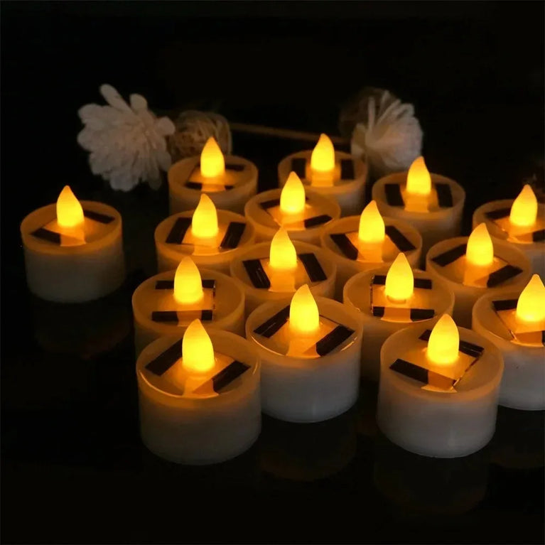 Solar LED Flameless Tea Lights | 10-Piece Waterproof Outdoor Rechargeable Candles