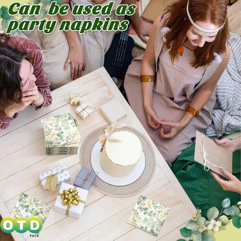 Eucalyptus Disposable Paper Napkins Soft Absorbent Party Towels