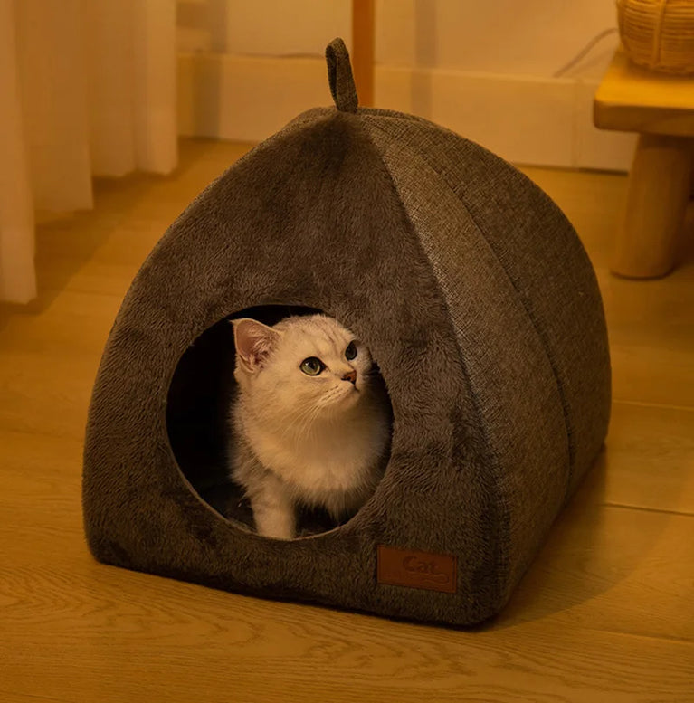 Winter Warm Cat Bed Foldable House Cat Heating Pad Cushion