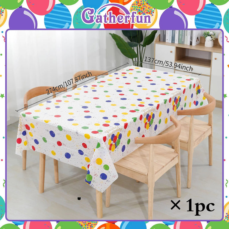 Happy Birthday Waterproof Balloon Print Party Tablecloth Cover