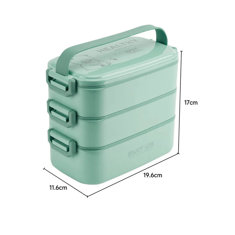 Stackable 3 Layer Bento Lunch Box with Handle Microwave Safe Food Container