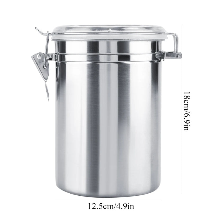 Stainless Steel Coffee Container Vacuum Sealed Coffee Beans Storage Jar Kitchen